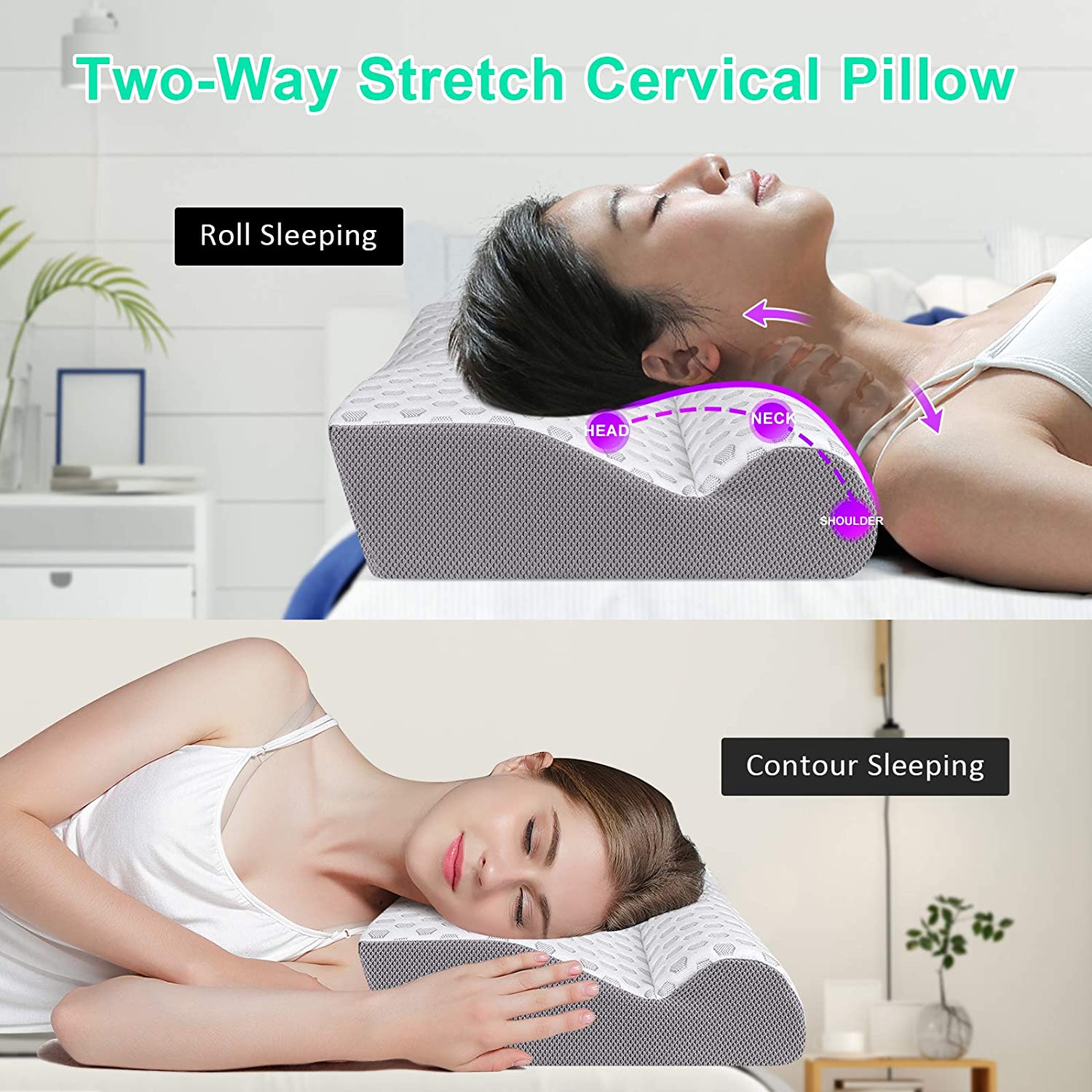 Mkicesky Side Sleeper Pillow for Neck Pain